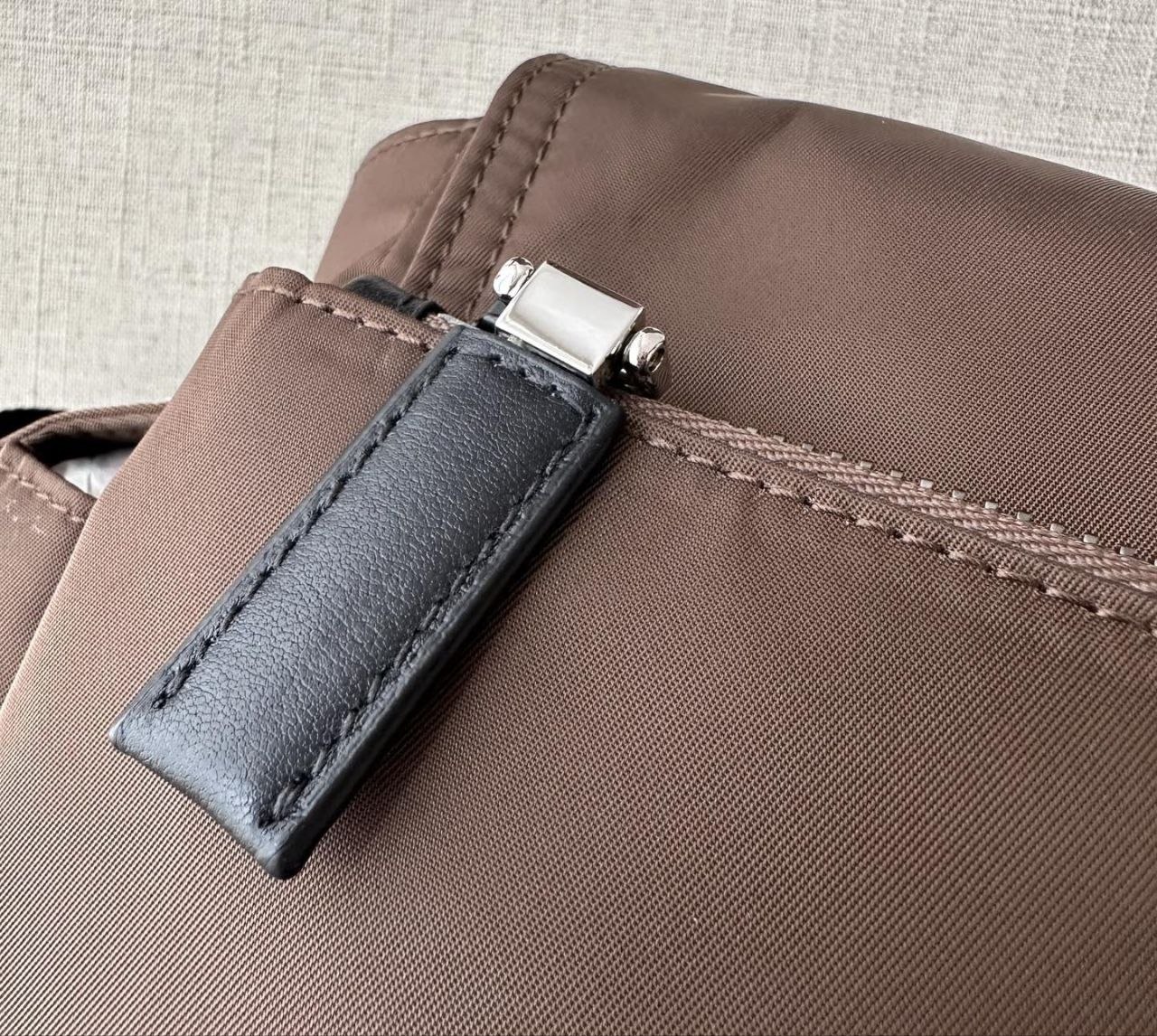 Pr@da Re-Nylon Double Buckle Messenger Brown image 7