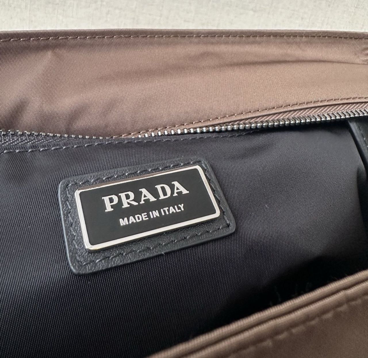 Pr@da Re-Nylon Double Buckle Messenger Brown image 3
