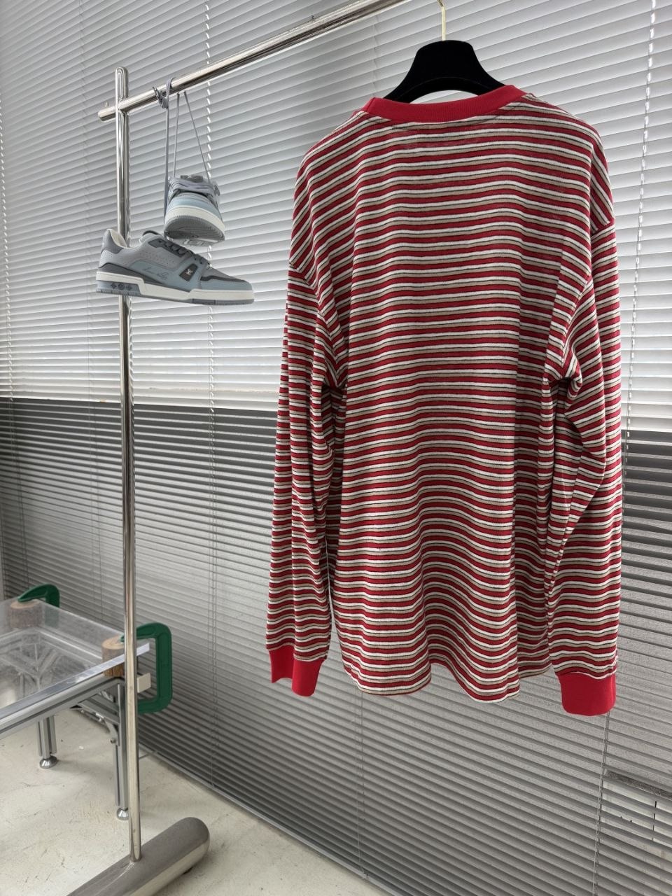 M1u M1u Striped Knit Tee Red-White