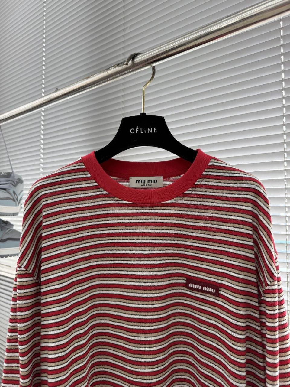 M1u M1u Striped Knit Tee Red-White image 2