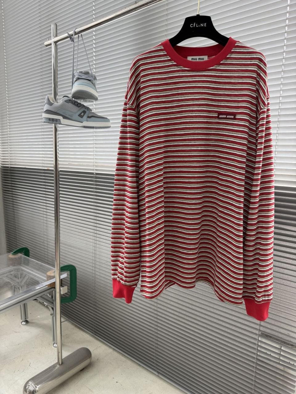 M1u M1u Striped Knit Tee Red-White image 3