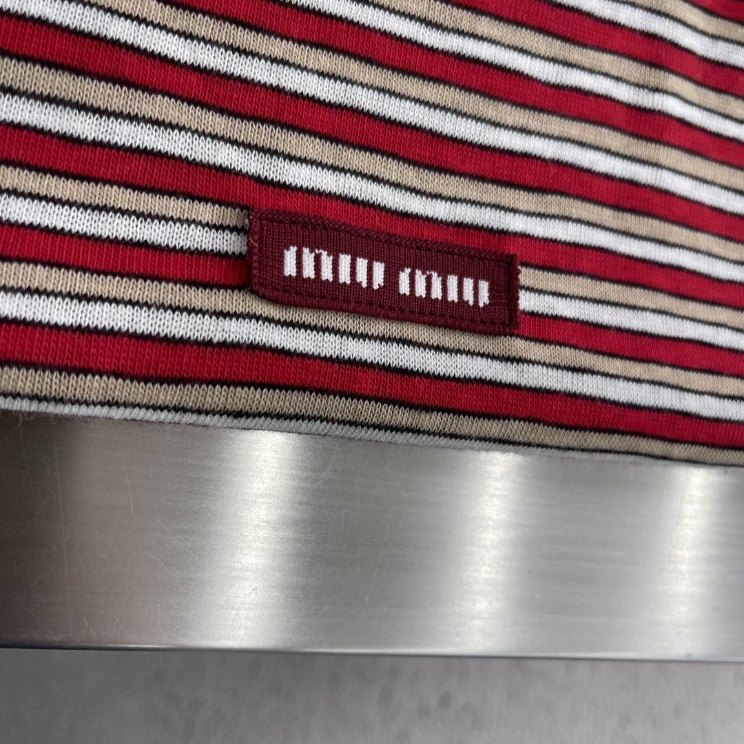 M1u M1u Striped Knit Tee Red-White image 7