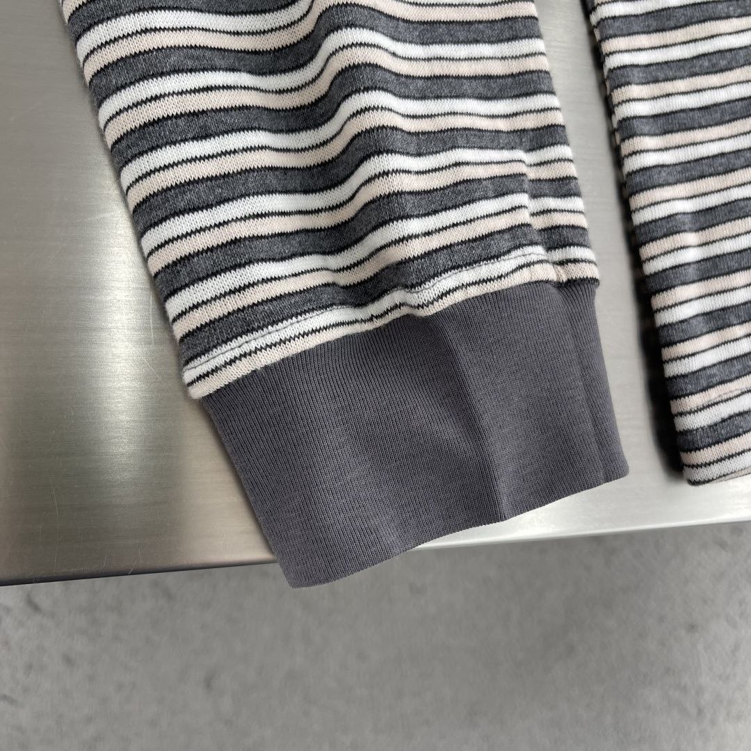 M1u M1u Striped Knit Tee Charcoal-Grey image 2