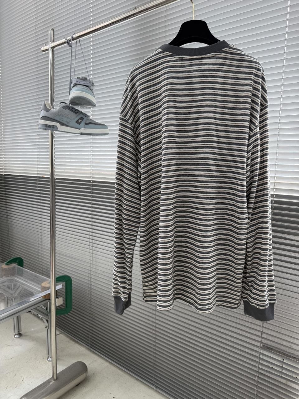 M1u M1u Striped Knit Tee Charcoal-Grey image 5