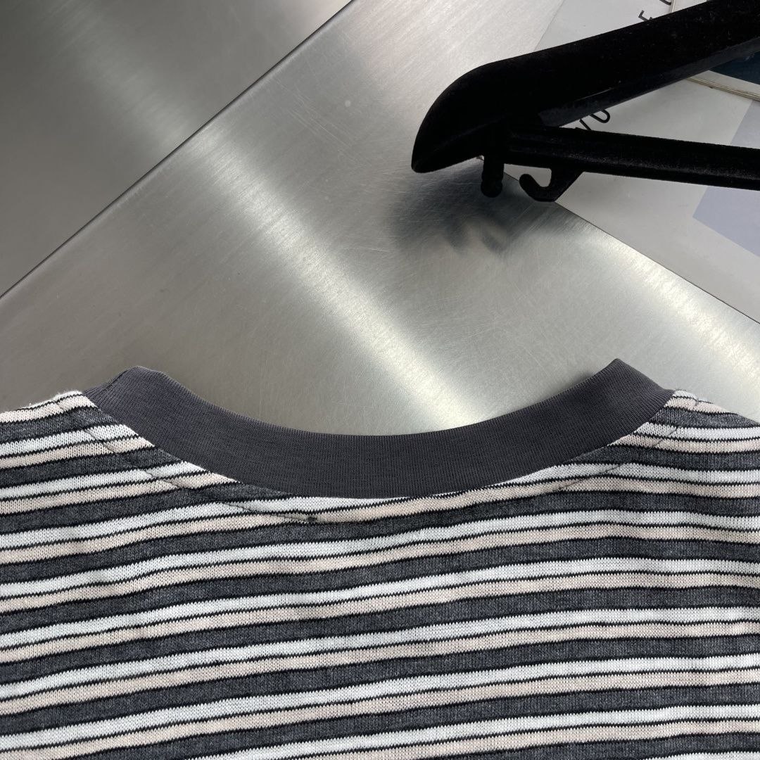 M1u M1u Striped Knit Tee Charcoal-Grey image 8