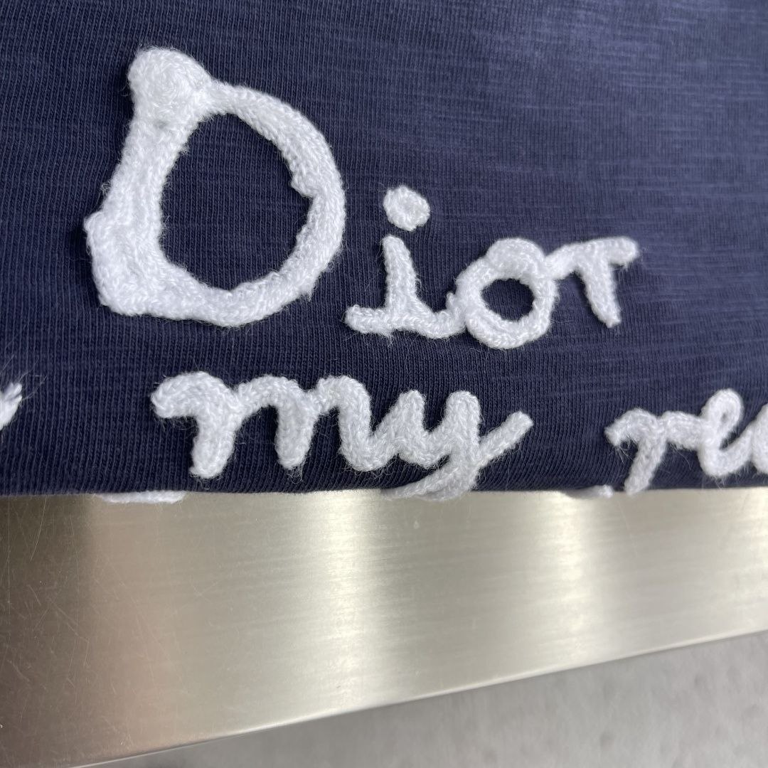 D1or Medaillon Embroidered Tee Navy image 5