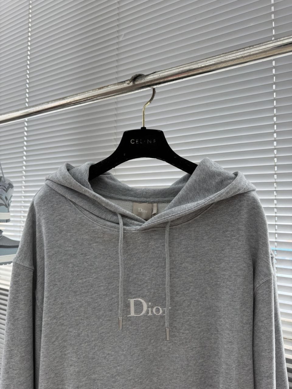 D1or Embroidered Hoodie Grey