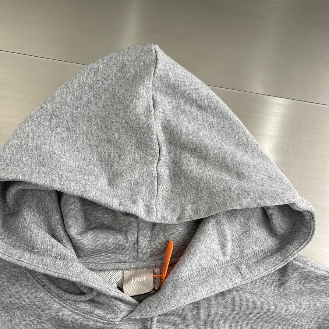 D1or Embroidered Hoodie Grey image 7