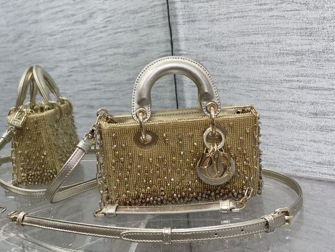 D1or Beaded Mini Bag Gold-Silver-Rose image 2
