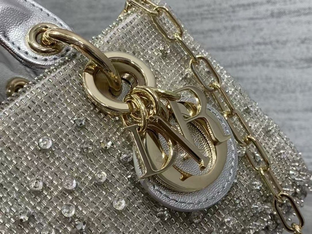 D1or Beaded Mini Bag Gold-Silver-Rose image 7