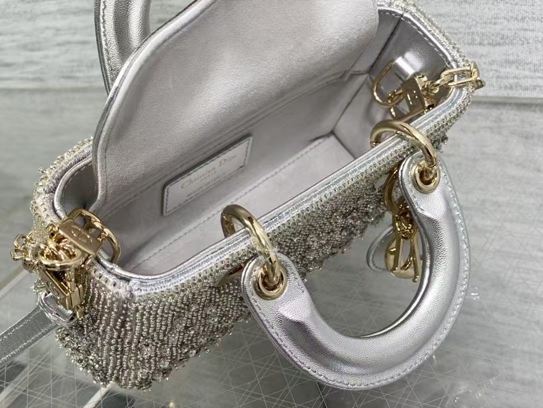 D1or Beaded Mini Bag Gold-Silver-Rose image 8
