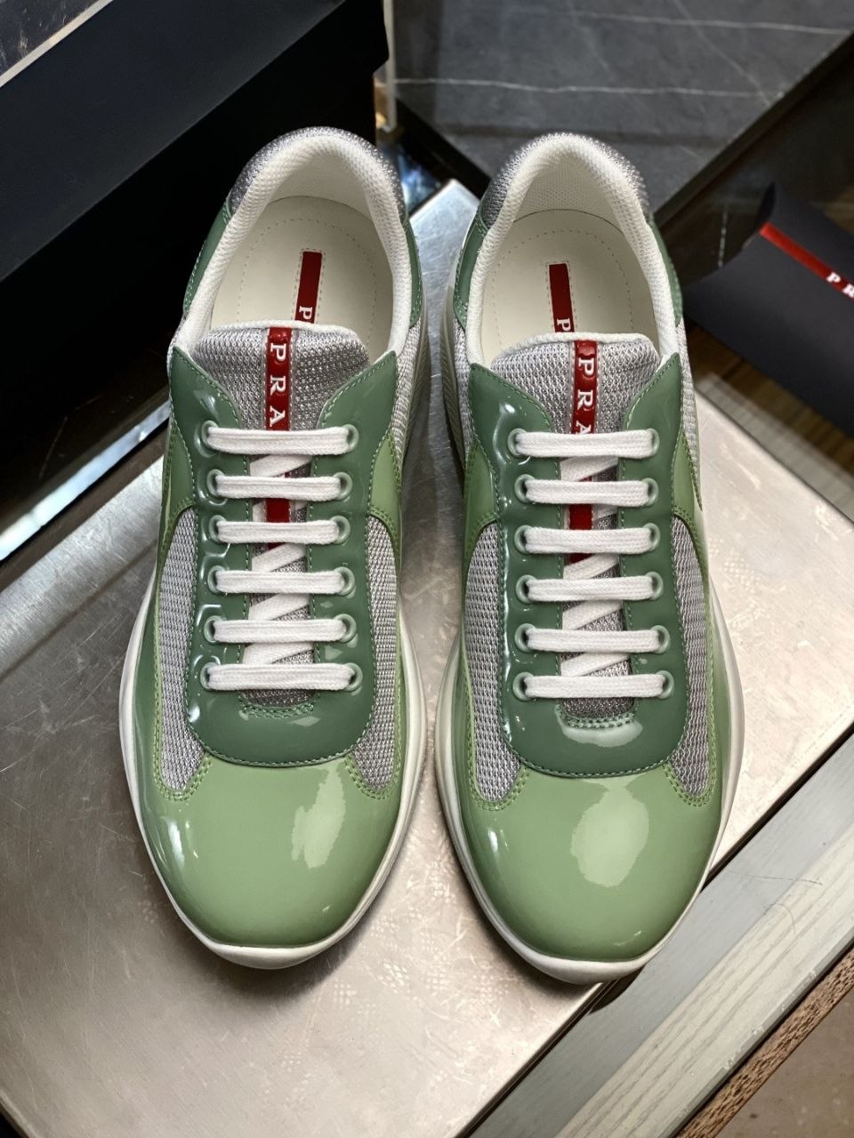 Pr@da America's Cup Sneakers Green-Grey image 3