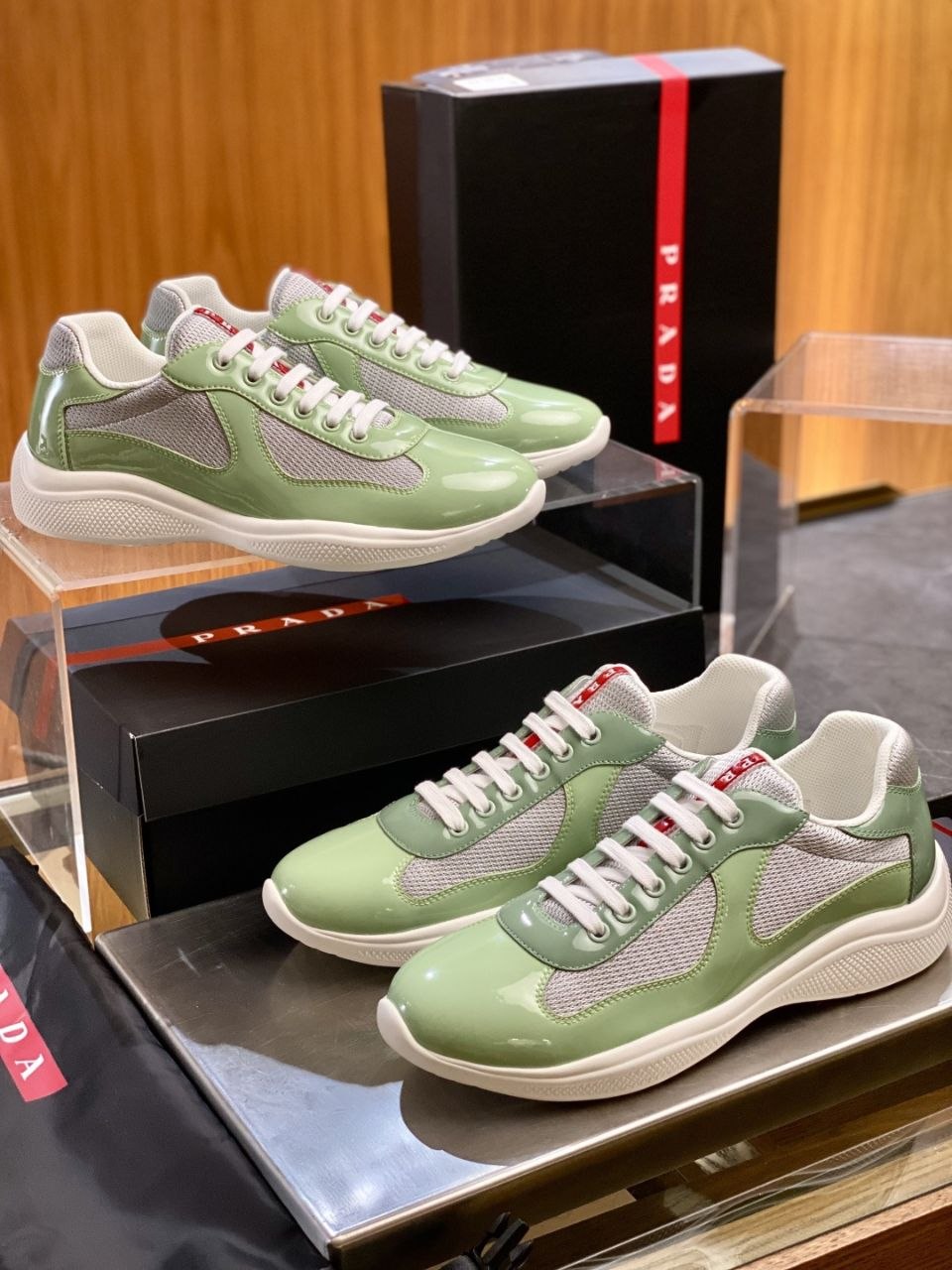 Pr@da America's Cup Sneakers Green-Grey image 5