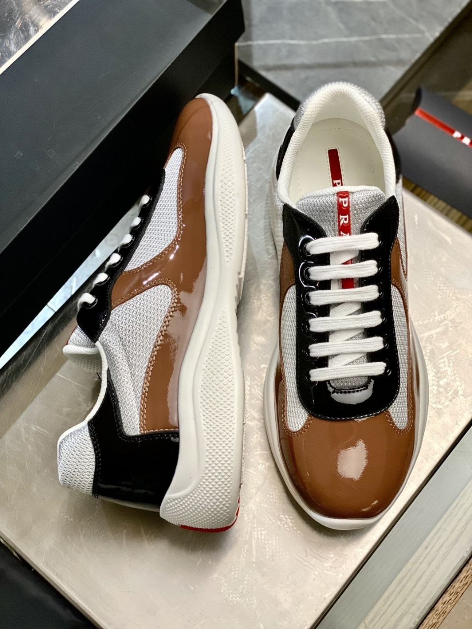 Pr@da America's Cup Sneakers Brown-Black image 6