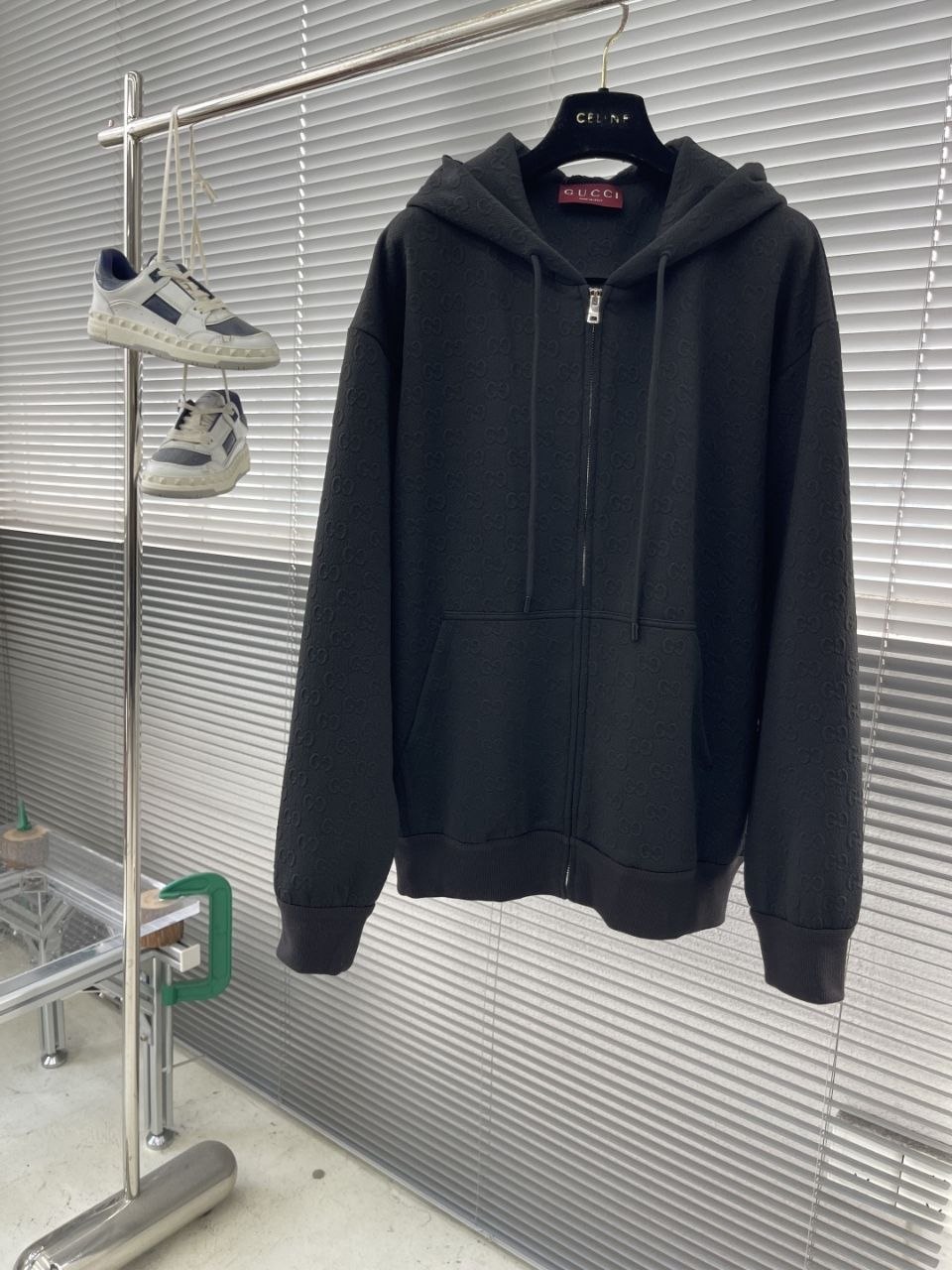 Guc1 GG Print Zipped Knit Jacket