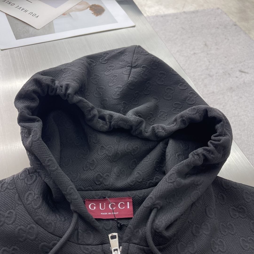 Guc1 GG Print Zipped Knit Jacket image 3