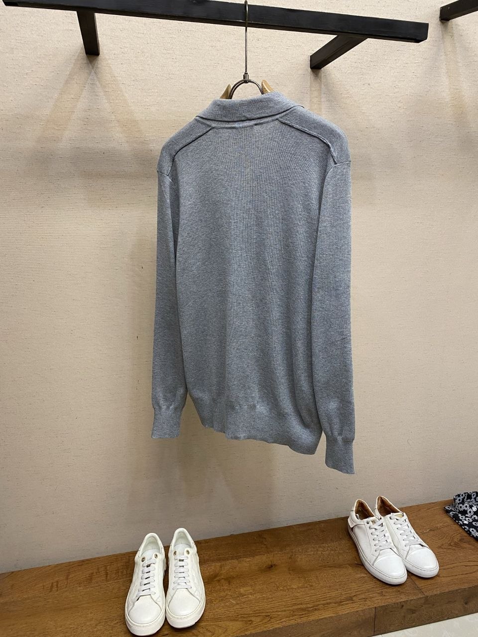 Burb3rry Check-Trim Wool-Cashmere Cardigan image 4