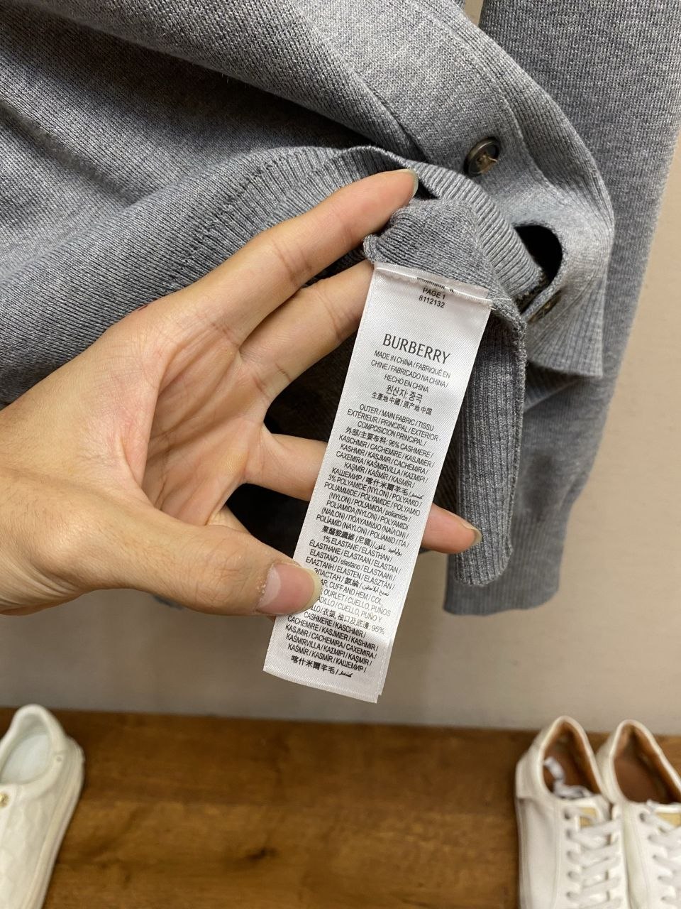 Burb3rry Check-Trim Wool-Cashmere Cardigan image 5