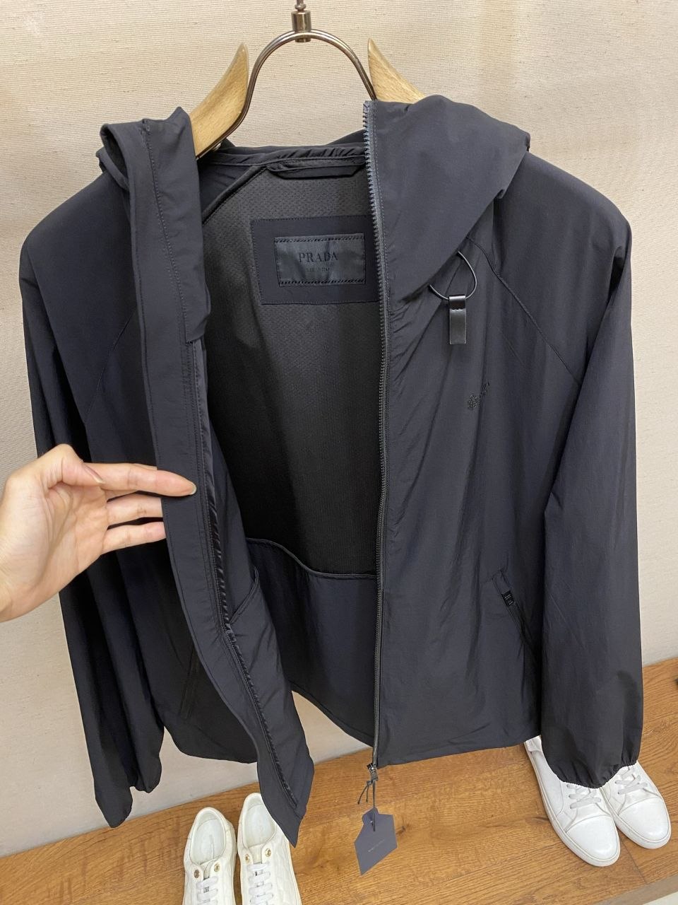 Pr@da Letter-Print Hooded Jacket image 9