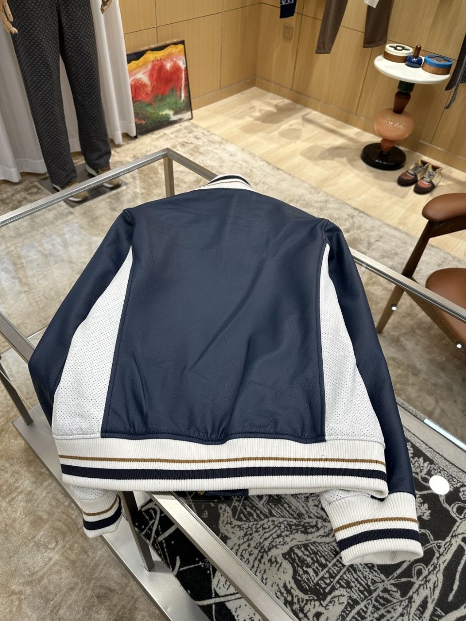 1V Colour-Block Stripe Leather Jacket image 4
