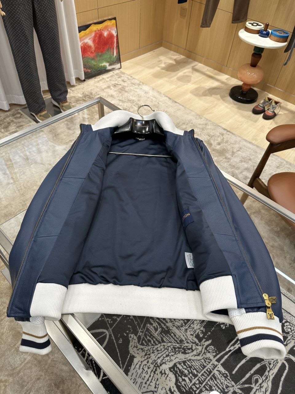 1V Colour-Block Stripe Leather Jacket image 5