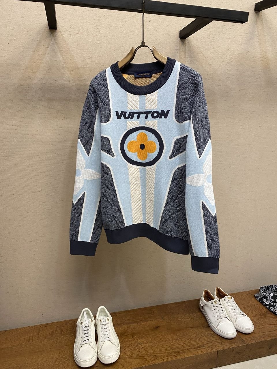1V SKI Jacquard Check-Quilted Knit Sweater