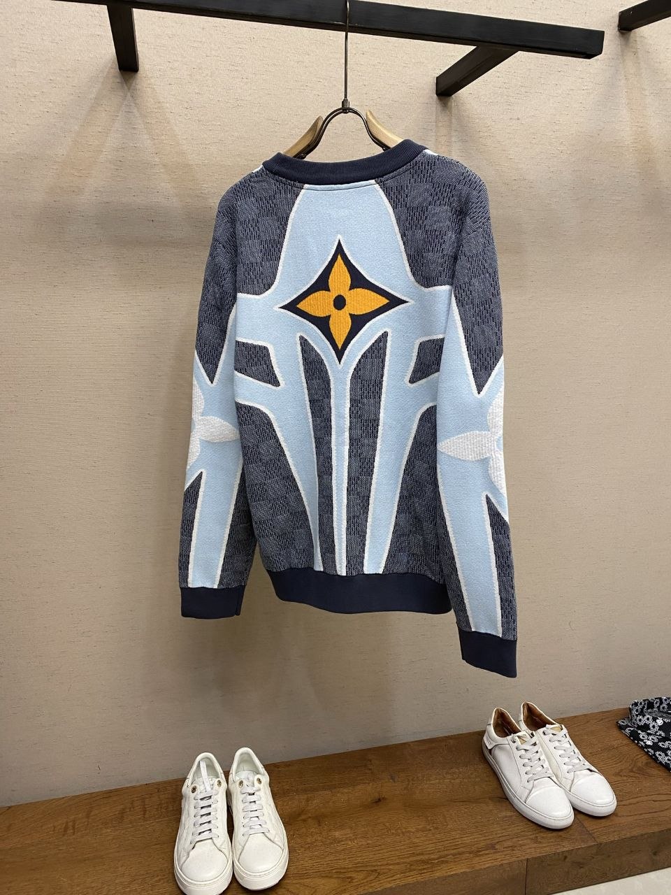 1V SKI Jacquard Check-Quilted Knit Sweater image 2