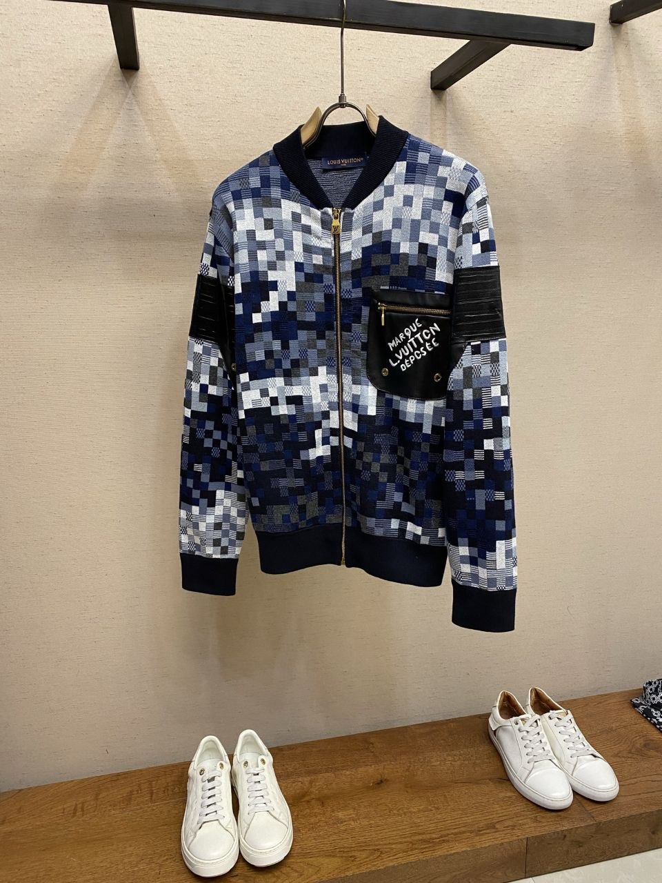 1V 26SS Patchwork Camo Jacquard Knit Jacket