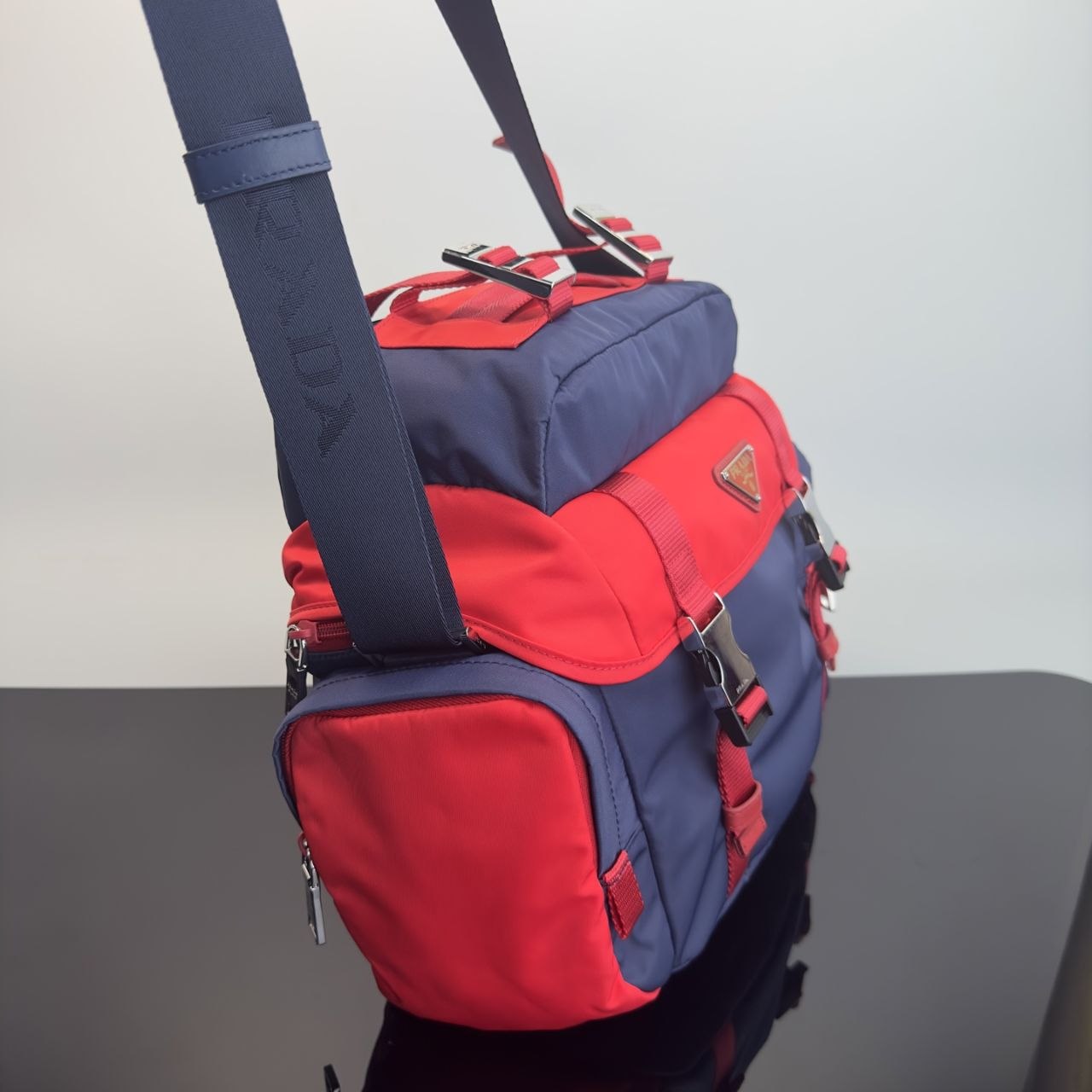 Pr@da Nylon Messenger — Navy image 6