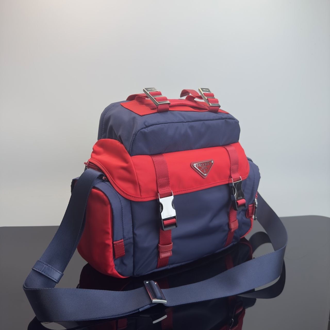 Pr@da Nylon Messenger — Navy image 7