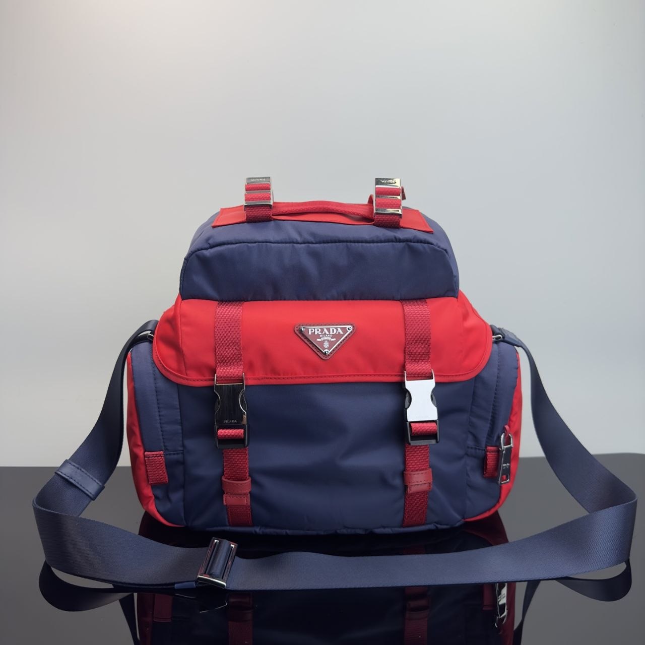 Pr@da Nylon Messenger — Navy image 8