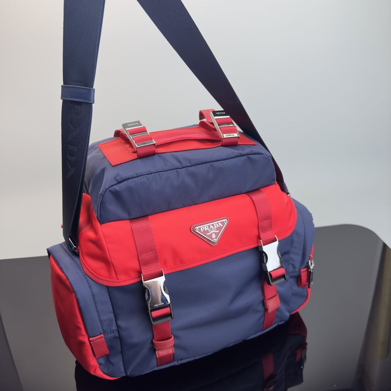 Pr@da Nylon Messenger — Navy image 9