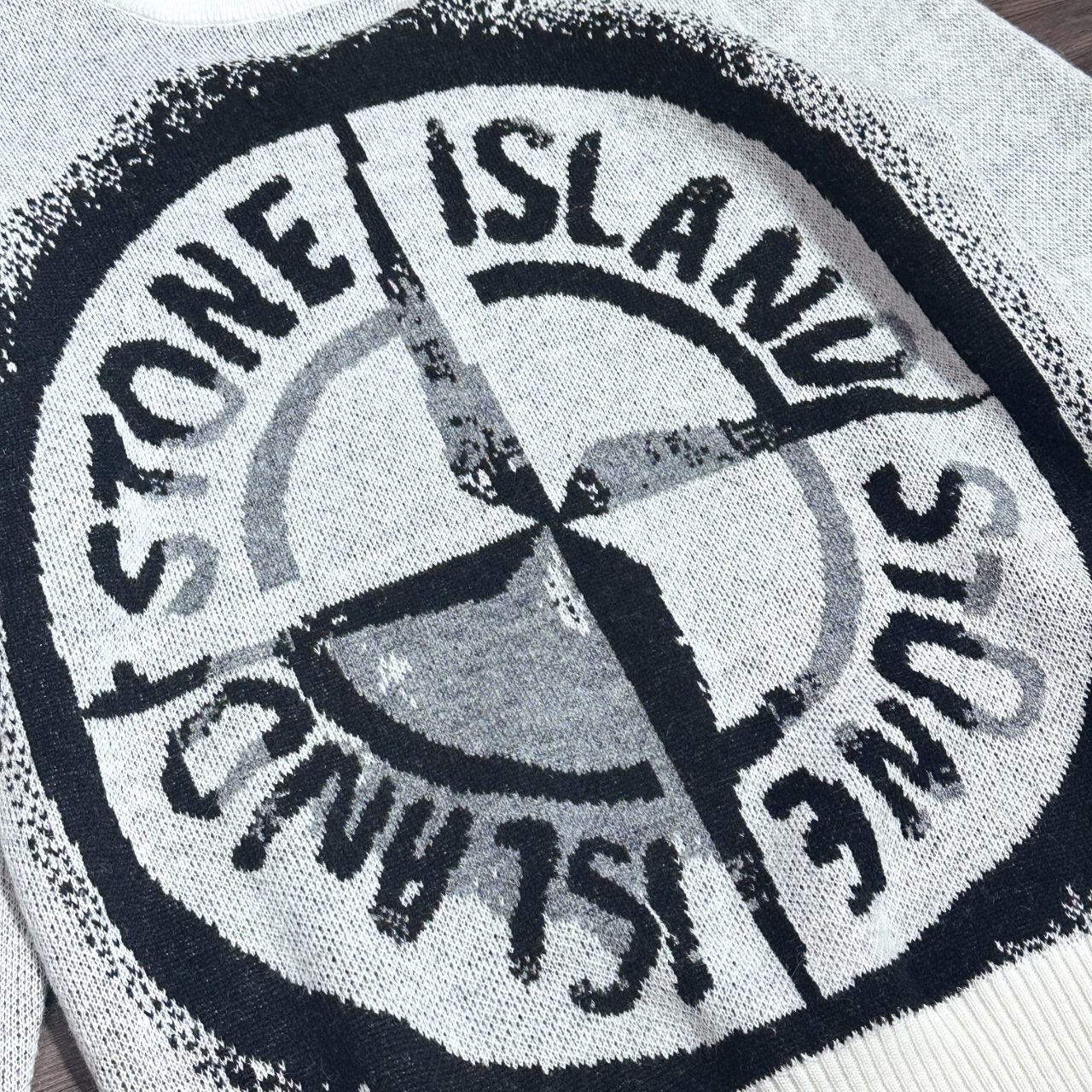 Stone 1sland Knit Sweater — White image 3