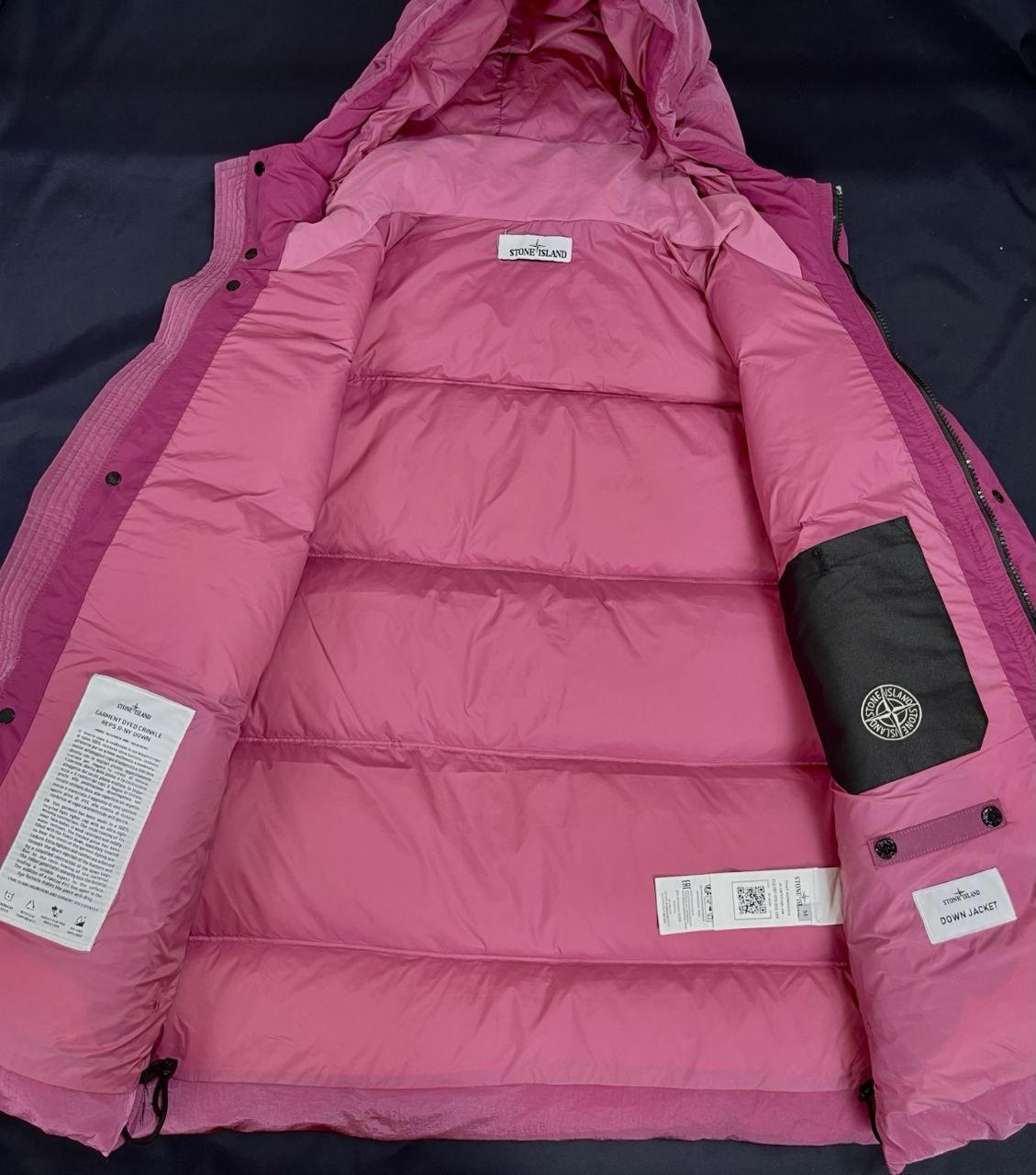 Stone 1sland Metallic-Weave Down Jacket — Rose Pink image 6