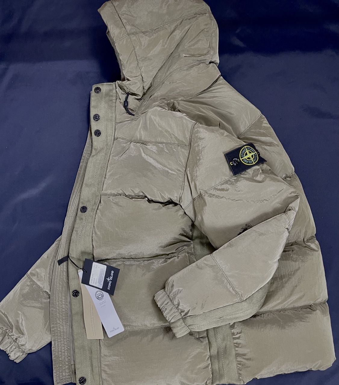 Stone 1sland Metallic-Weave Down Jacket — Green image 4