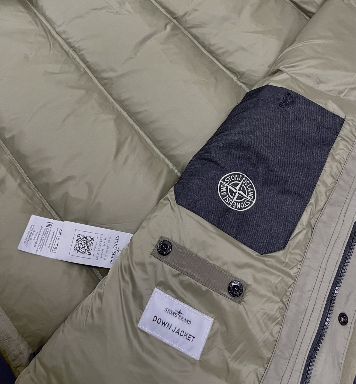 Stone 1sland Metallic-Weave Down Jacket — Green image 7