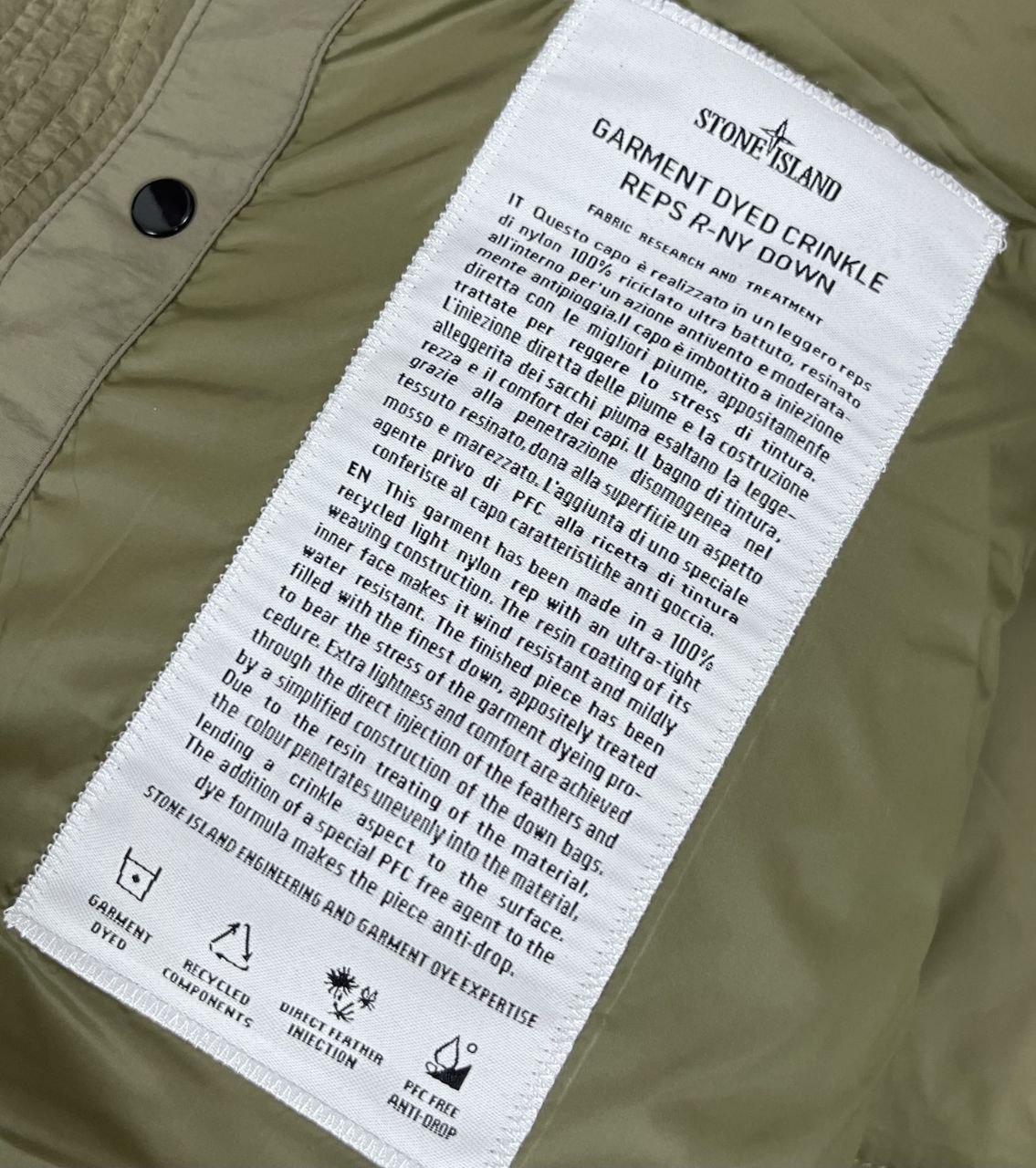 Stone 1sland Metallic-Weave Down Jacket — Green image 8