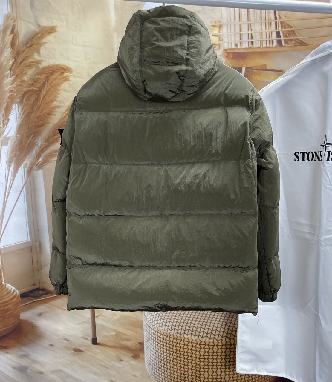 Stone 1sland Metallic-Weave Down Jacket — Green image 9