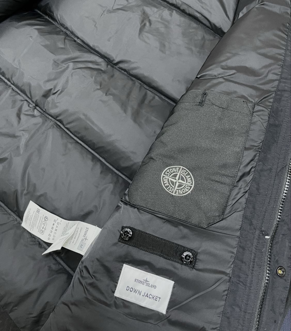 Stone 1sland Metallic-Weave Down Jacket — Black image 5
