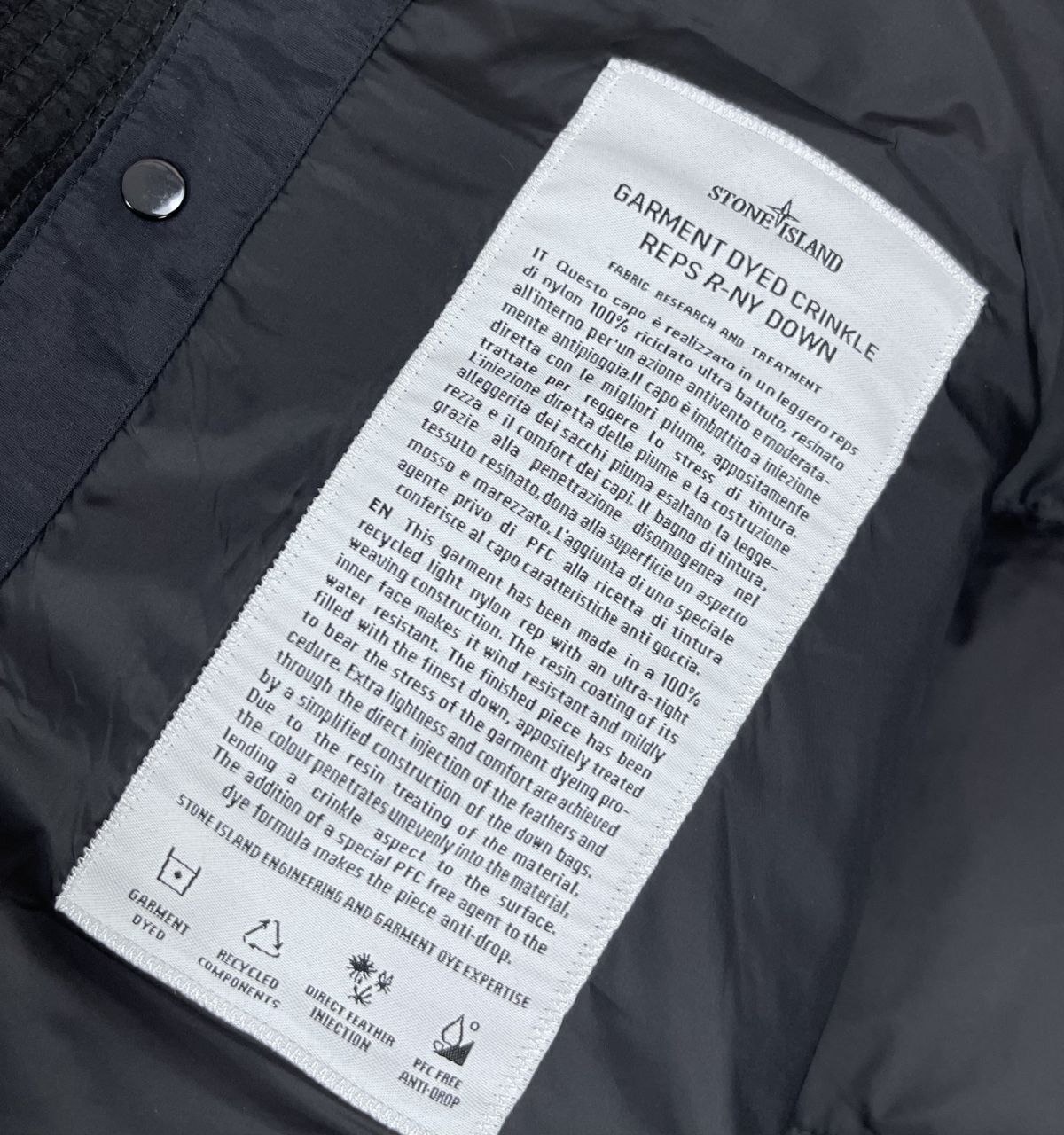 Stone 1sland Metallic-Weave Down Jacket — Black image 6