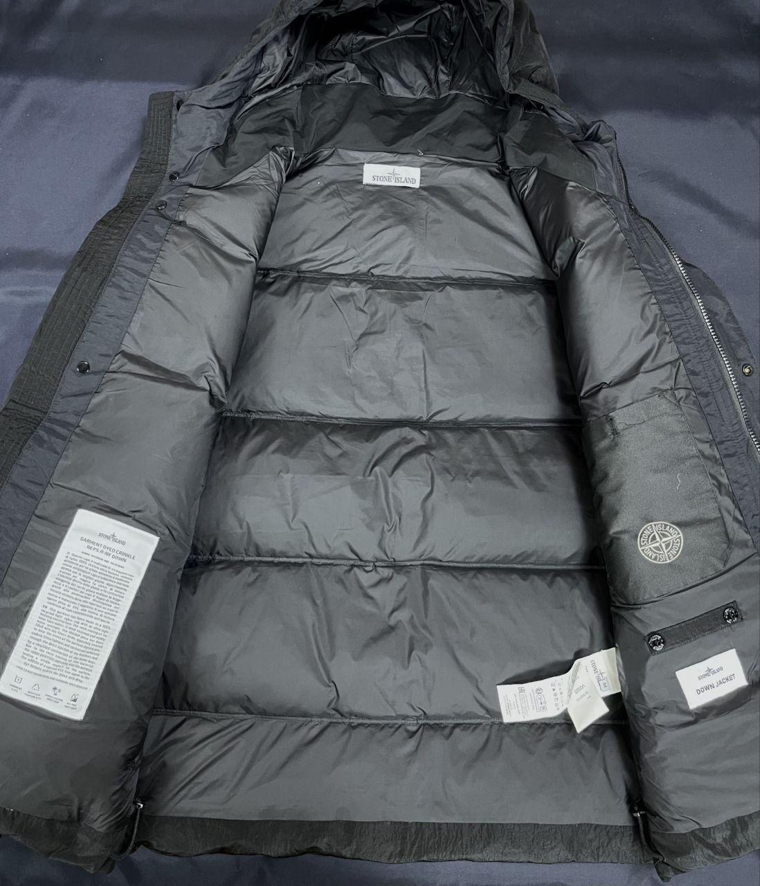 Stone 1sland Metallic-Weave Down Jacket — Black image 7