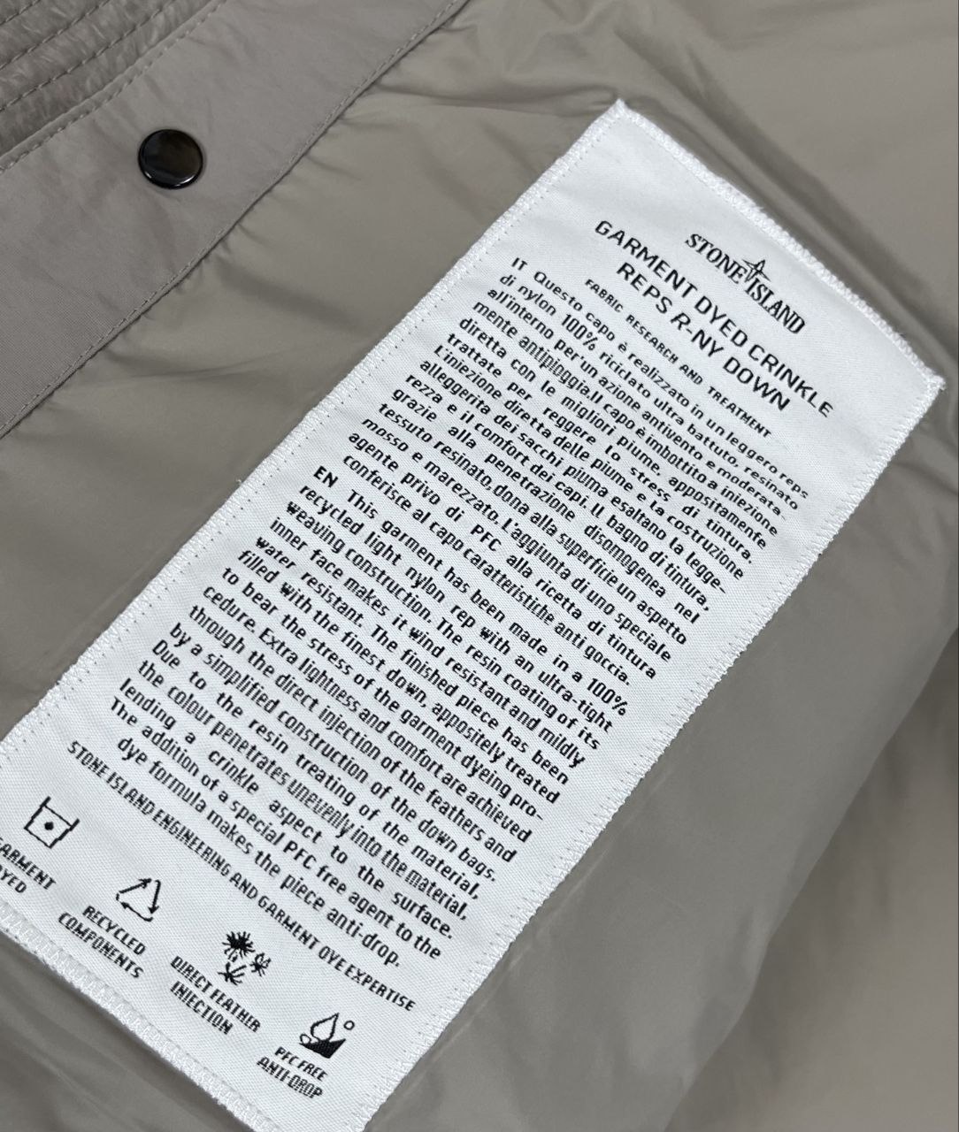 Stone 1sland Metallic-Weave Down Jacket — Grey image 4