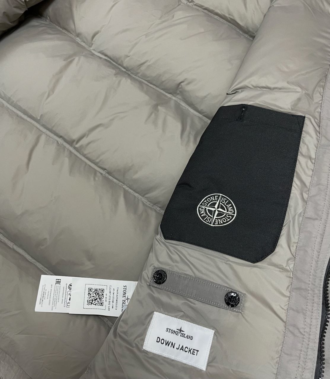 Stone 1sland Metallic-Weave Down Jacket — Grey image 5