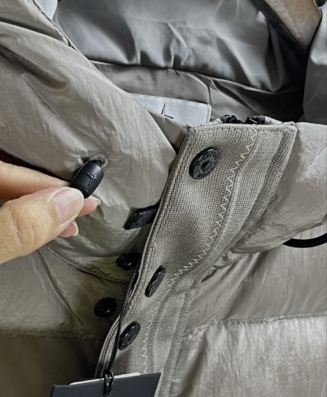 Stone 1sland Metallic-Weave Down Jacket — Grey image 9