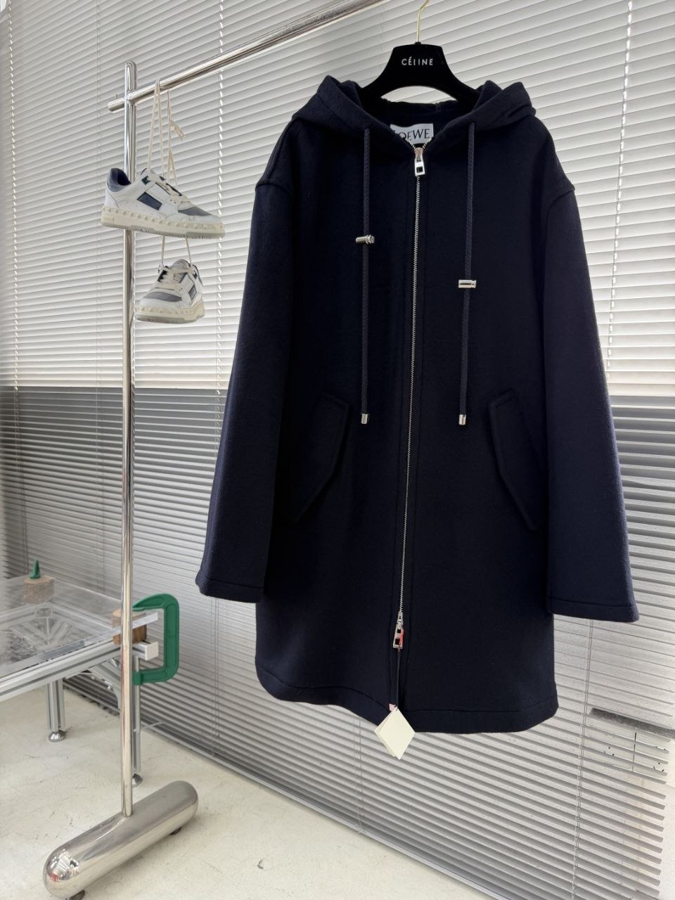 L03we Hooded Long Coat — Navy