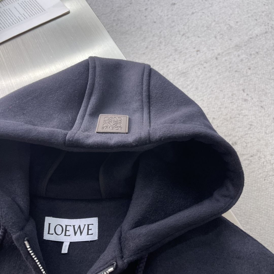 L03we Hooded Long Coat — Navy image 4