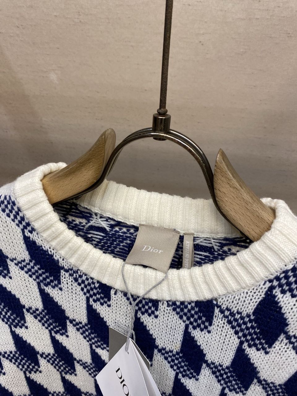 D1or 26FW Check Jacquard Knit Sweater