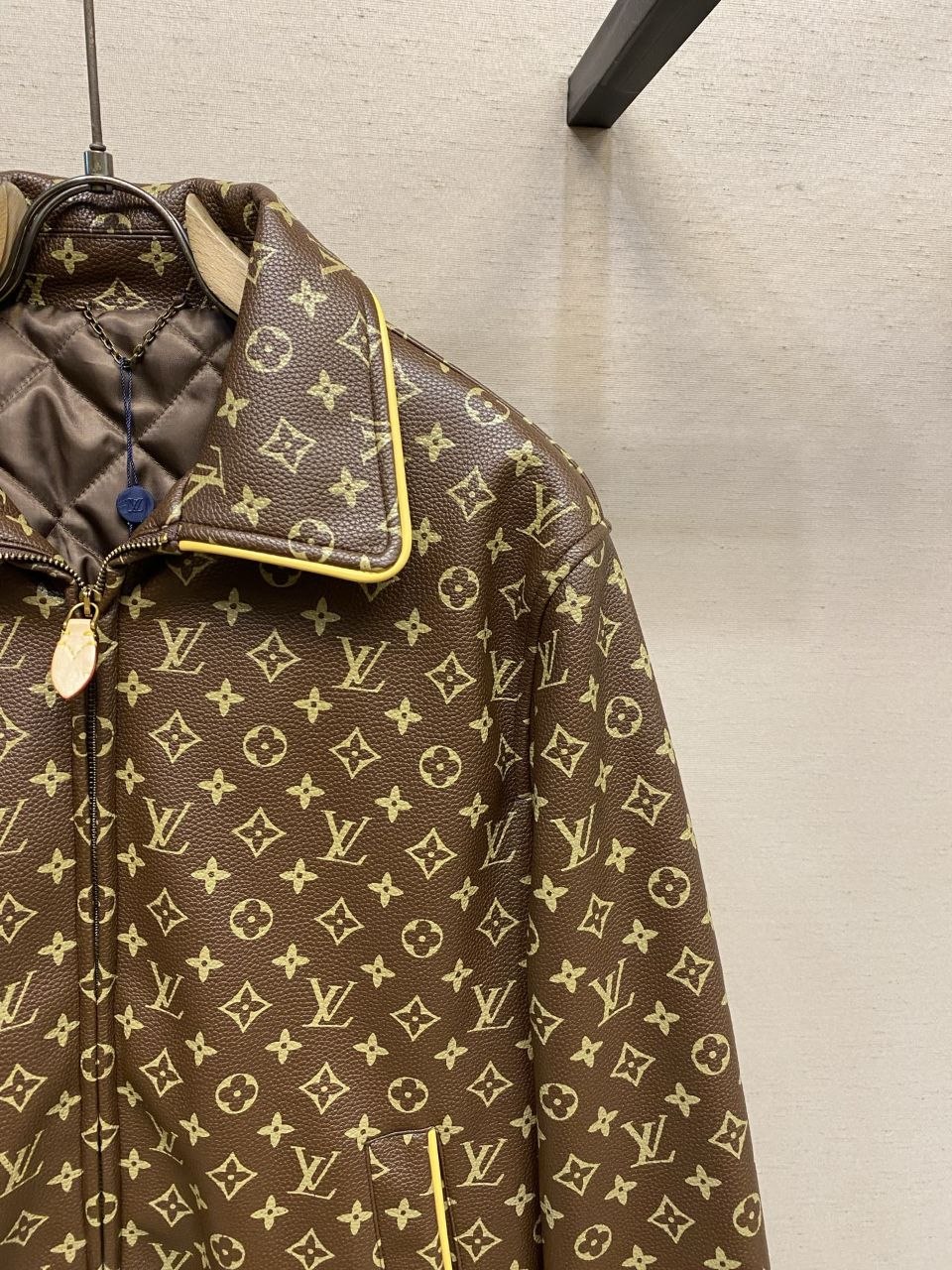 1V Monogram Leather Baseball Jacket image 7