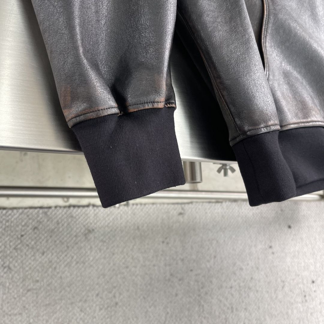 Pr@da Distressed Hooded Leather Jacket image 4
