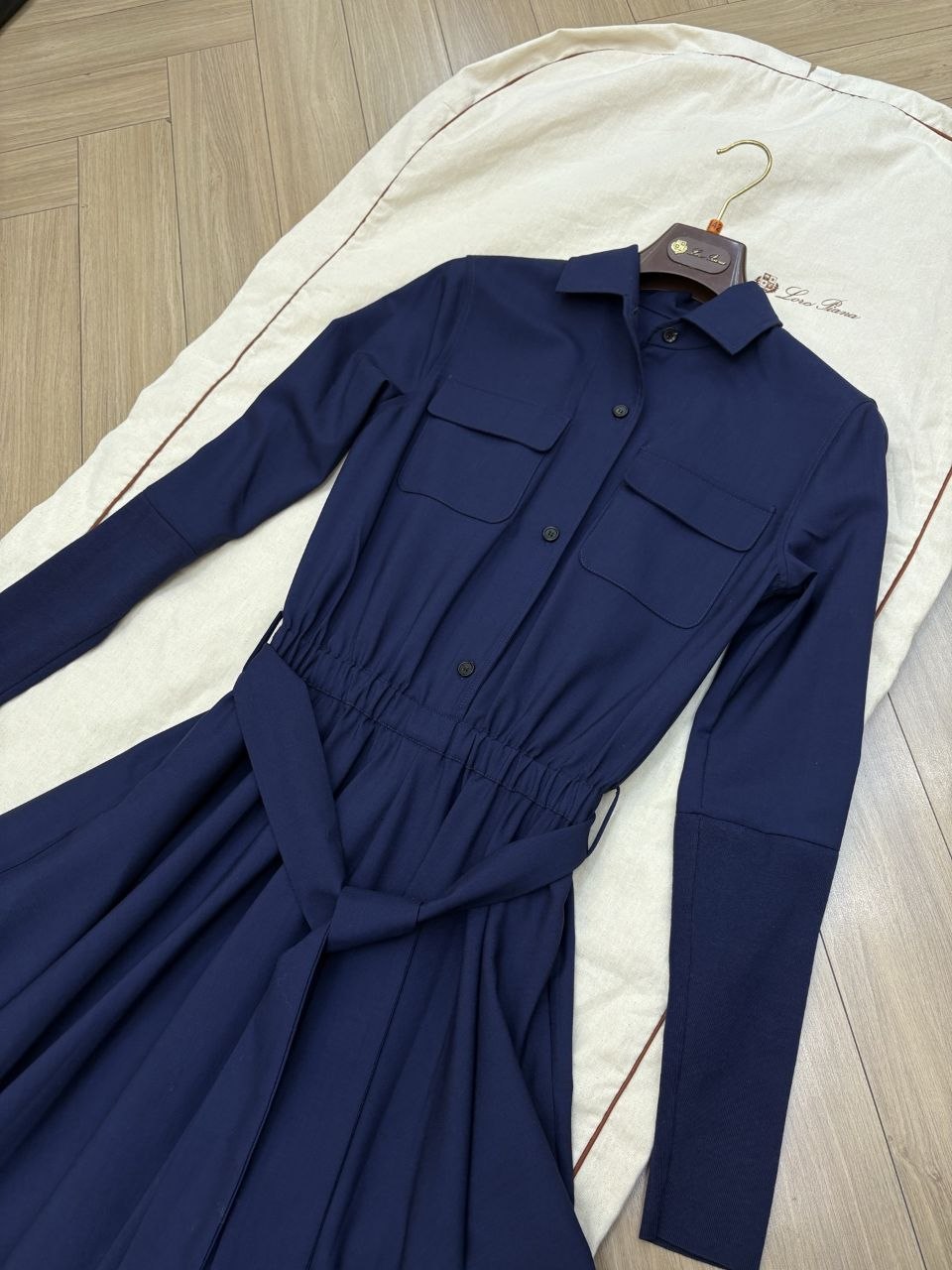 L0r0 P1ana Wool Dress — Navy